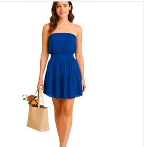 Naked Zebra Dress Blue Strapless NWT Size M